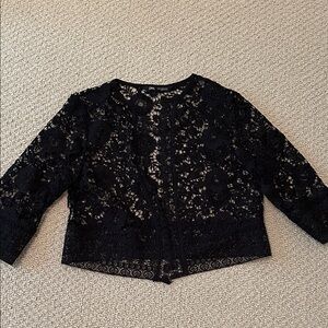 Zara Black Floral Lace Jacket